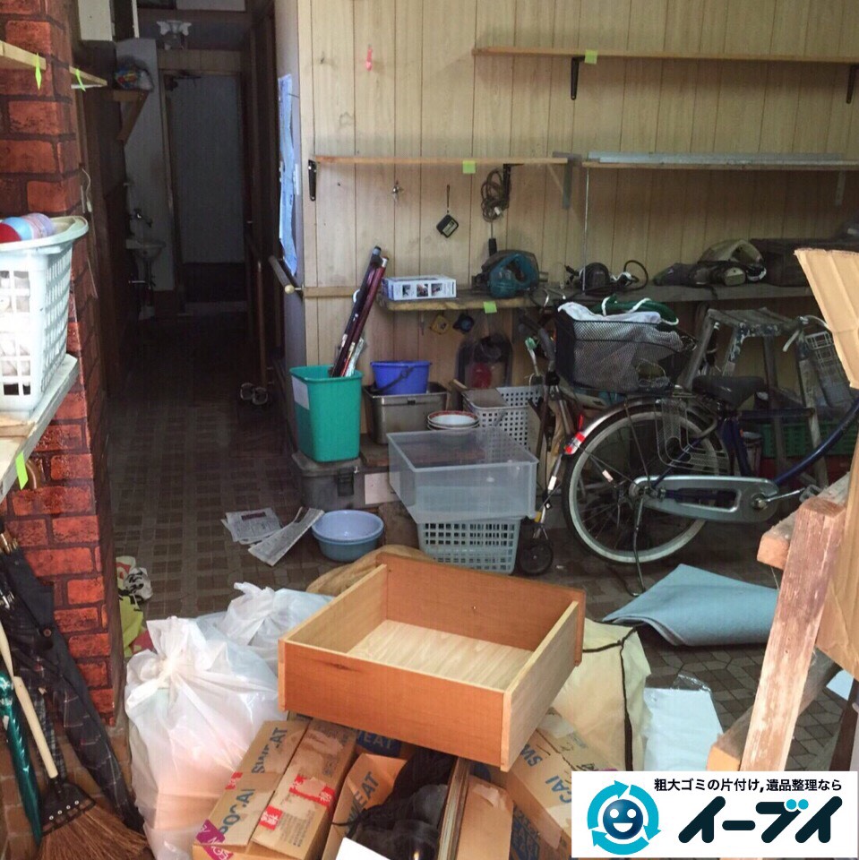 9月1日　大阪府岸和田市で店舗倉庫に伴う廃品や粗大ゴミの引き取りの不用品回収。写真1