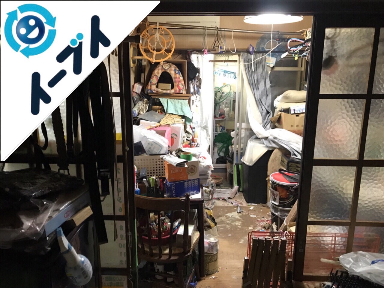 2018年8月6日大阪府大阪市西淀川区で生活用品で溢れたゴミ屋敷化した部屋の片付け。写真2