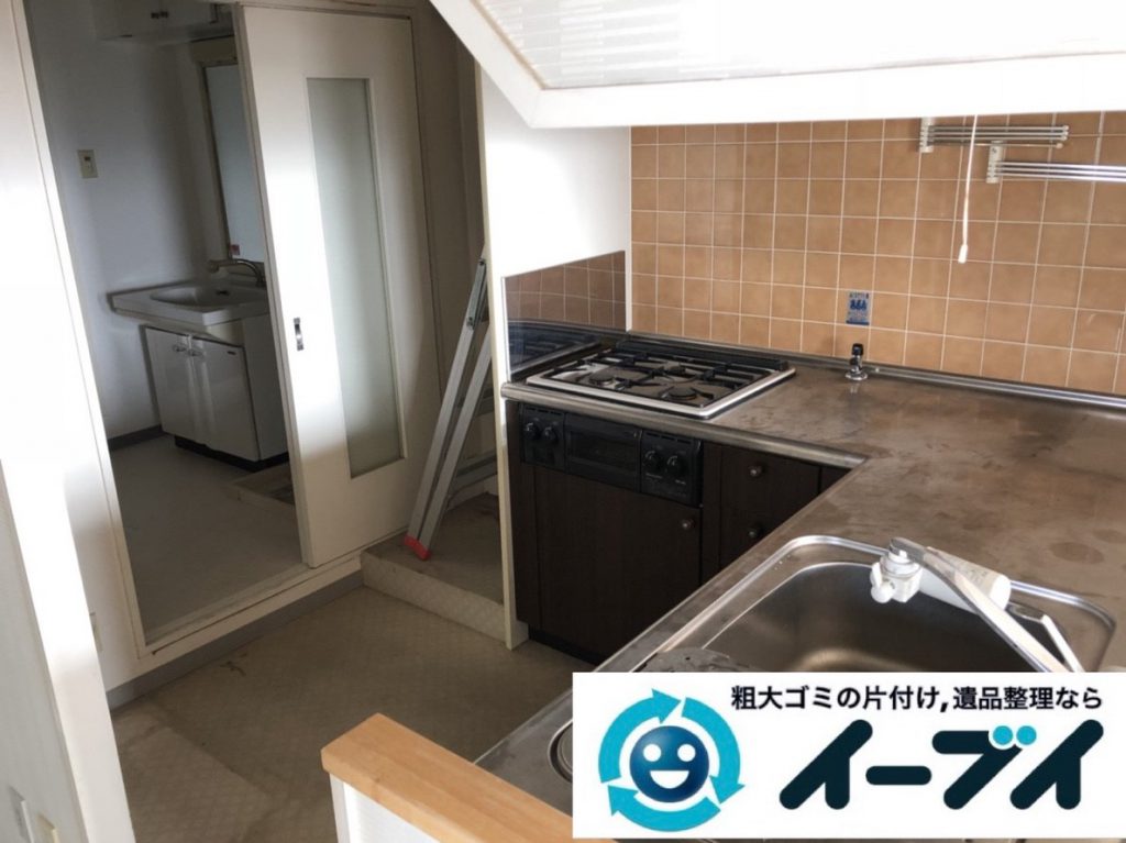 2019年2月14日大阪府東大阪市で食器棚や冷蔵庫の大型粗大ゴミ処分の不用品回収。写真4