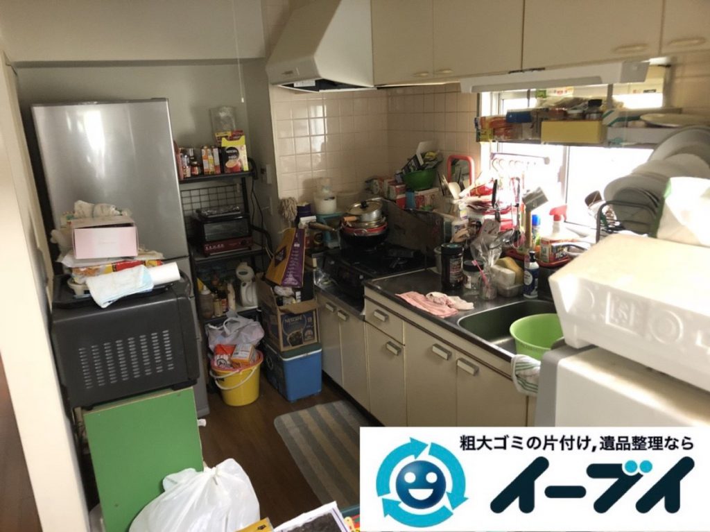 2019年3月28日大阪府大阪市大正区で物が散乱した台所、脱衣所を片付けさせていただきました。写真1