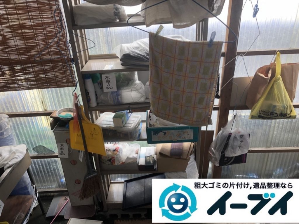 2019年5月2日大阪府池田市でスチールラックなどお庭の不用品回収。写真3