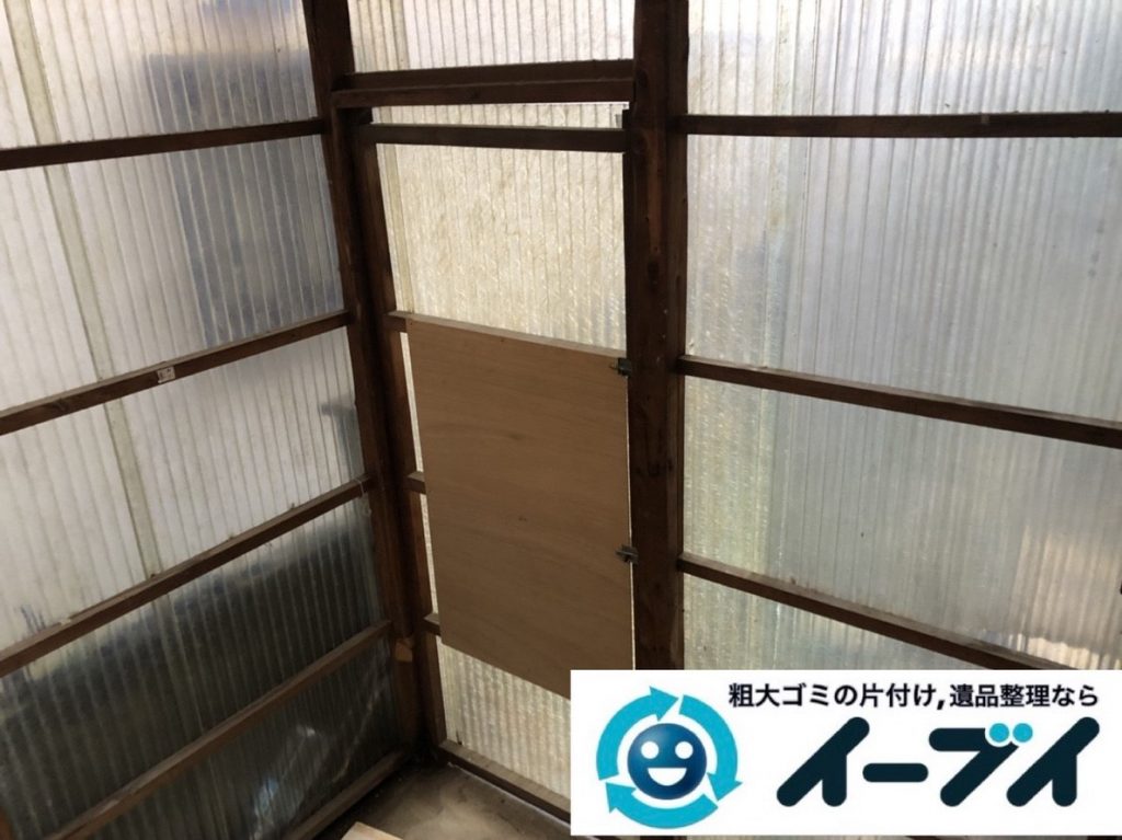 2019年5月2日大阪府池田市でスチールラックなどお庭の不用品回収。写真2