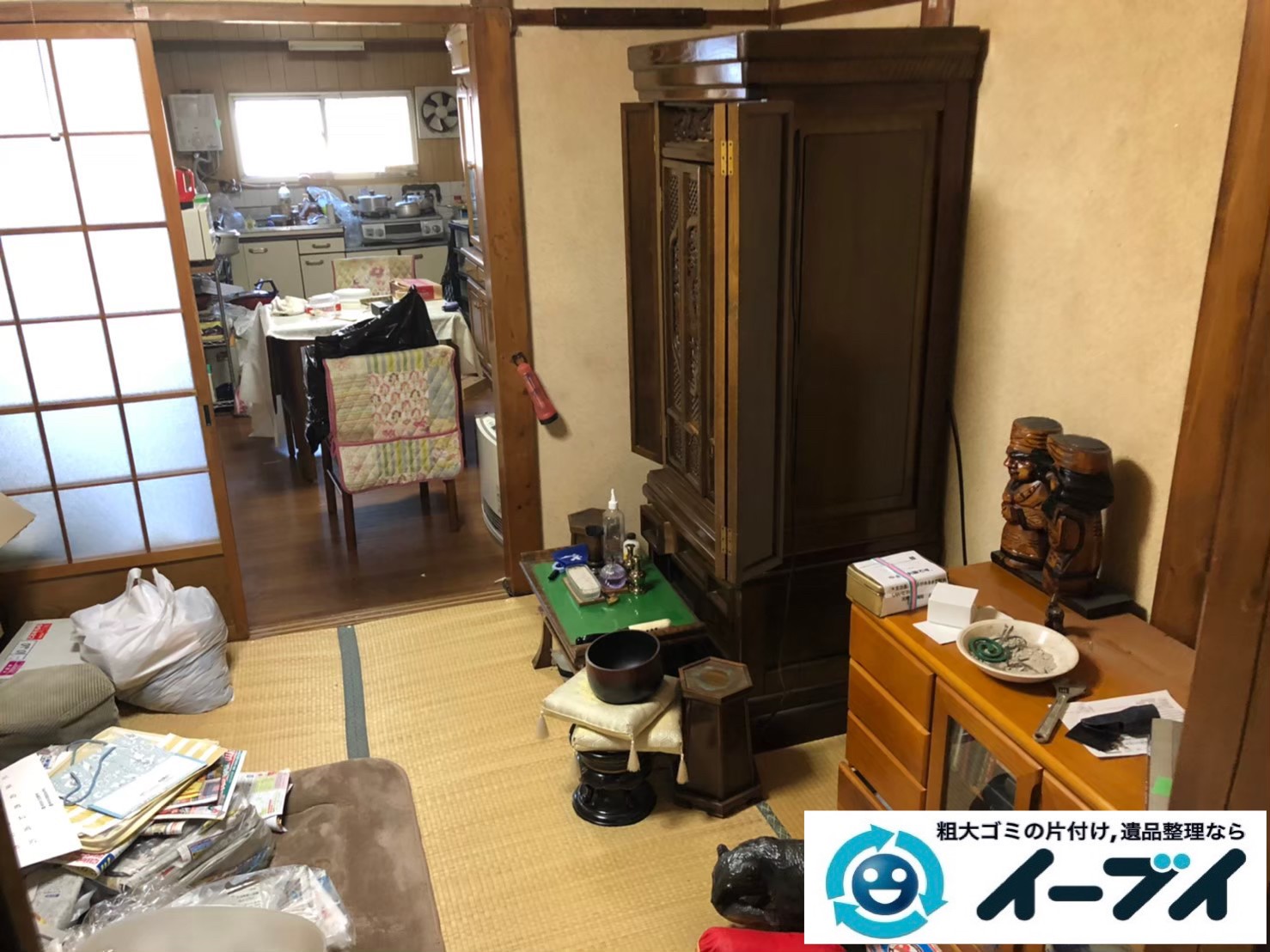 2020年6月11日大阪府箕面市でお部屋の家財道具、物置の不用品回収作業。写真4
