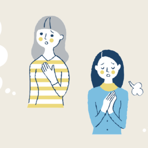 実家の遺品整理に悩む女性のイラスト